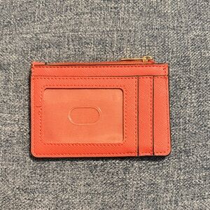 Chic Coral Card Holder with Zipper